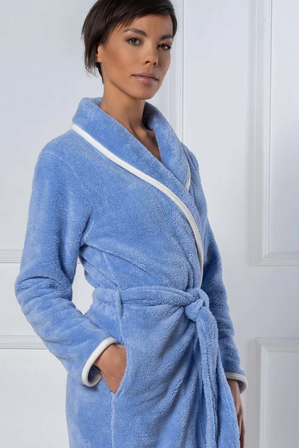 Belmanetti Shawl Collar Wellsoft Women Bathrobes in peach - Everyday spa comfort