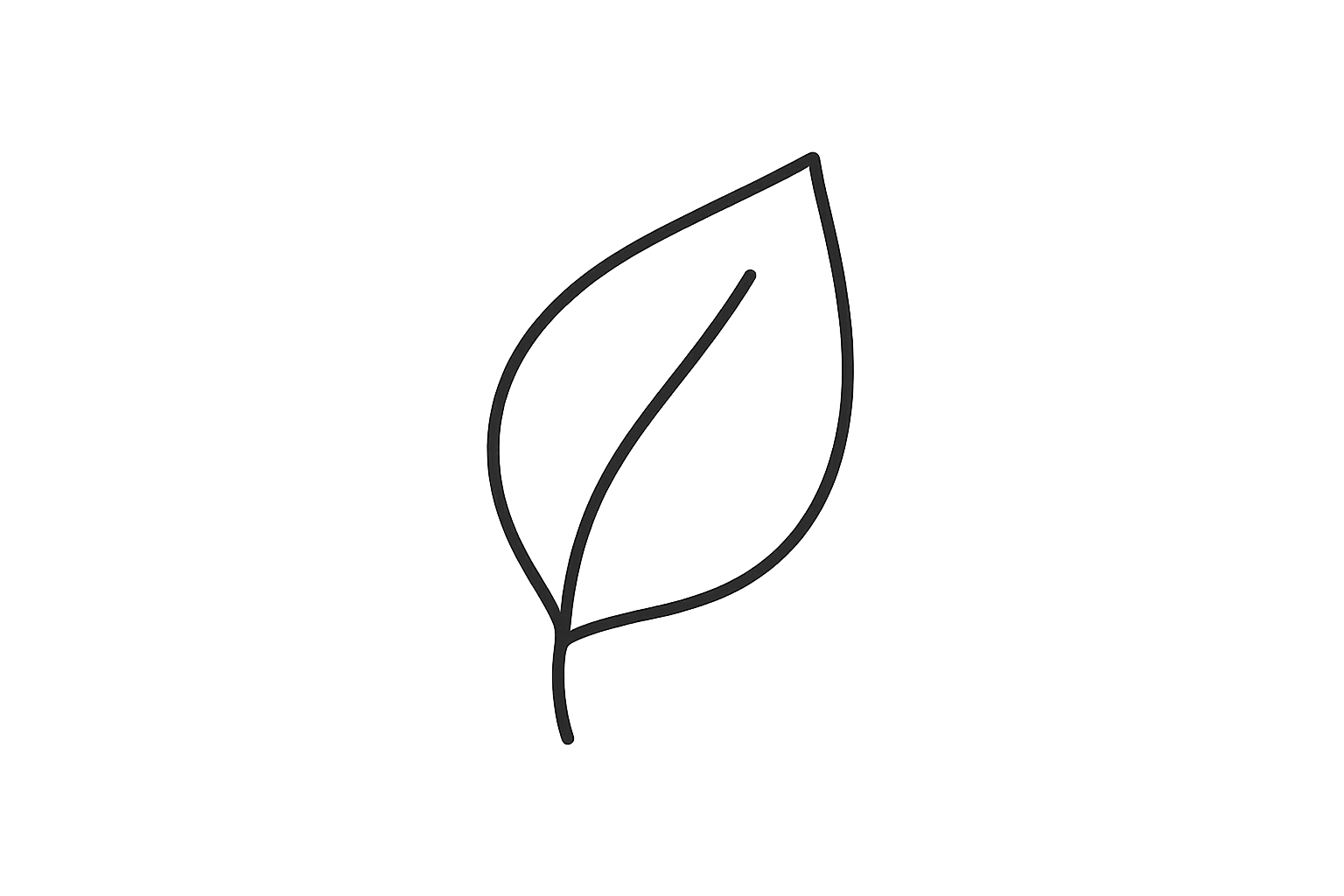 a minimalisti leaf icon, outline type, thin lines, keep the leaf simple, modern