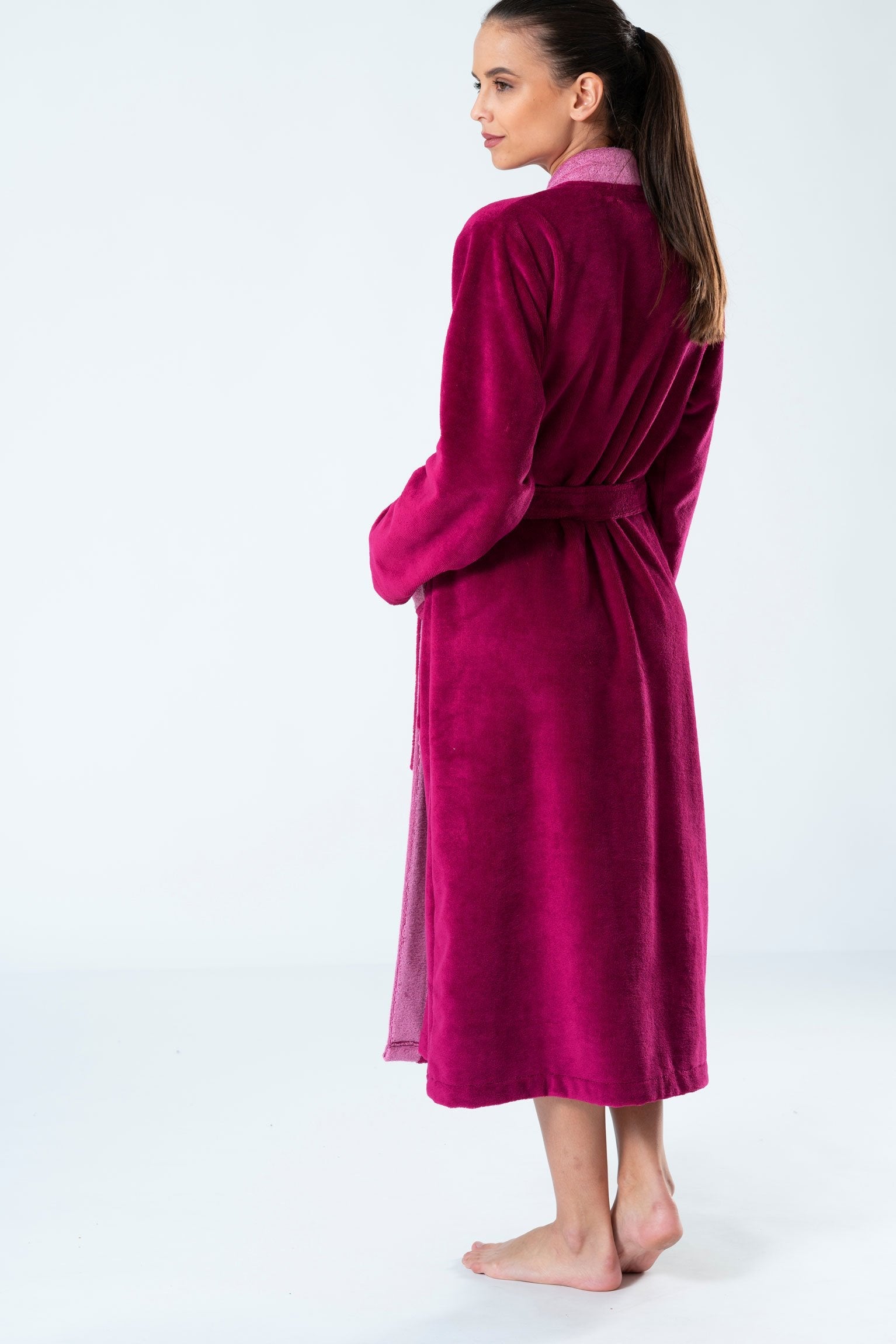Belmanetti Bamboo Blend Long Kimono Robe in Coral - Long-lasting luxury