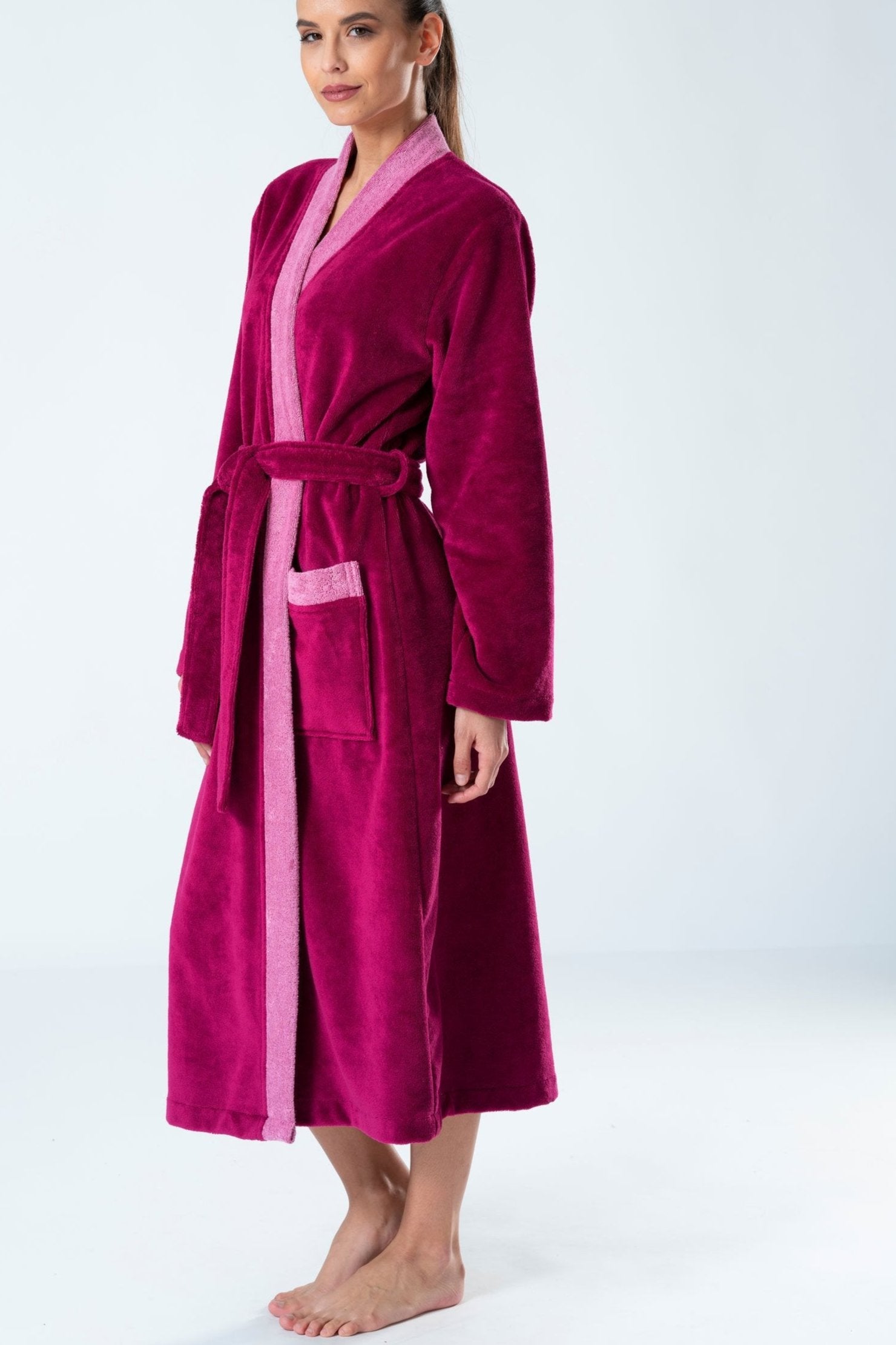 Belmanetti Bamboo Blend Long Kimono Robe in Coral - Free delivery available