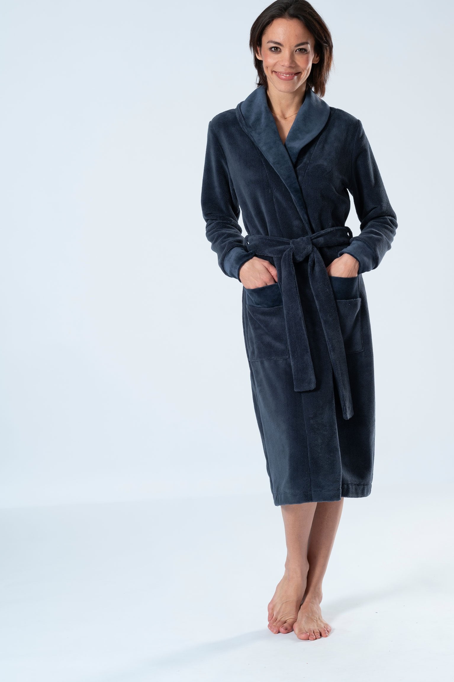 Belmanetti Bamboo Blended Double Fabric Shawl Collar in Night Blue - Eco-friendly materials
