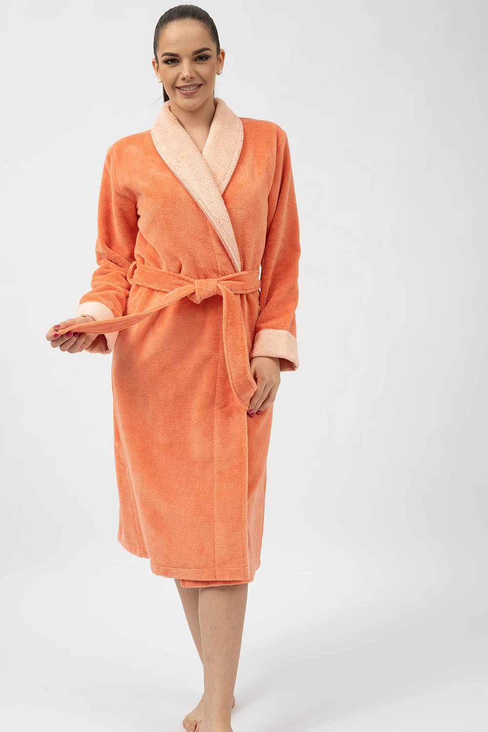 Belmanetti Bamboo Blend Luxe Contrast Shawl Collar in Deep Pink - Ideal for spa and home