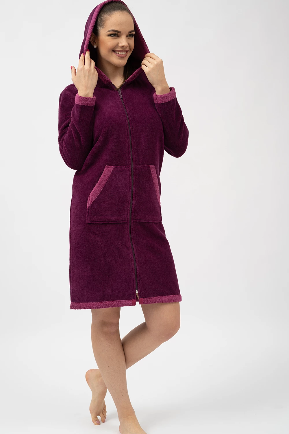 Bamboo Blend Hooded Zip-Up Robe