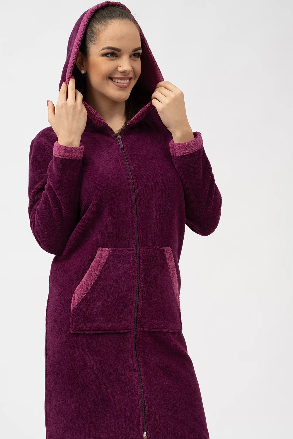 Bamboo Blend Hooded Zip-Up Robe