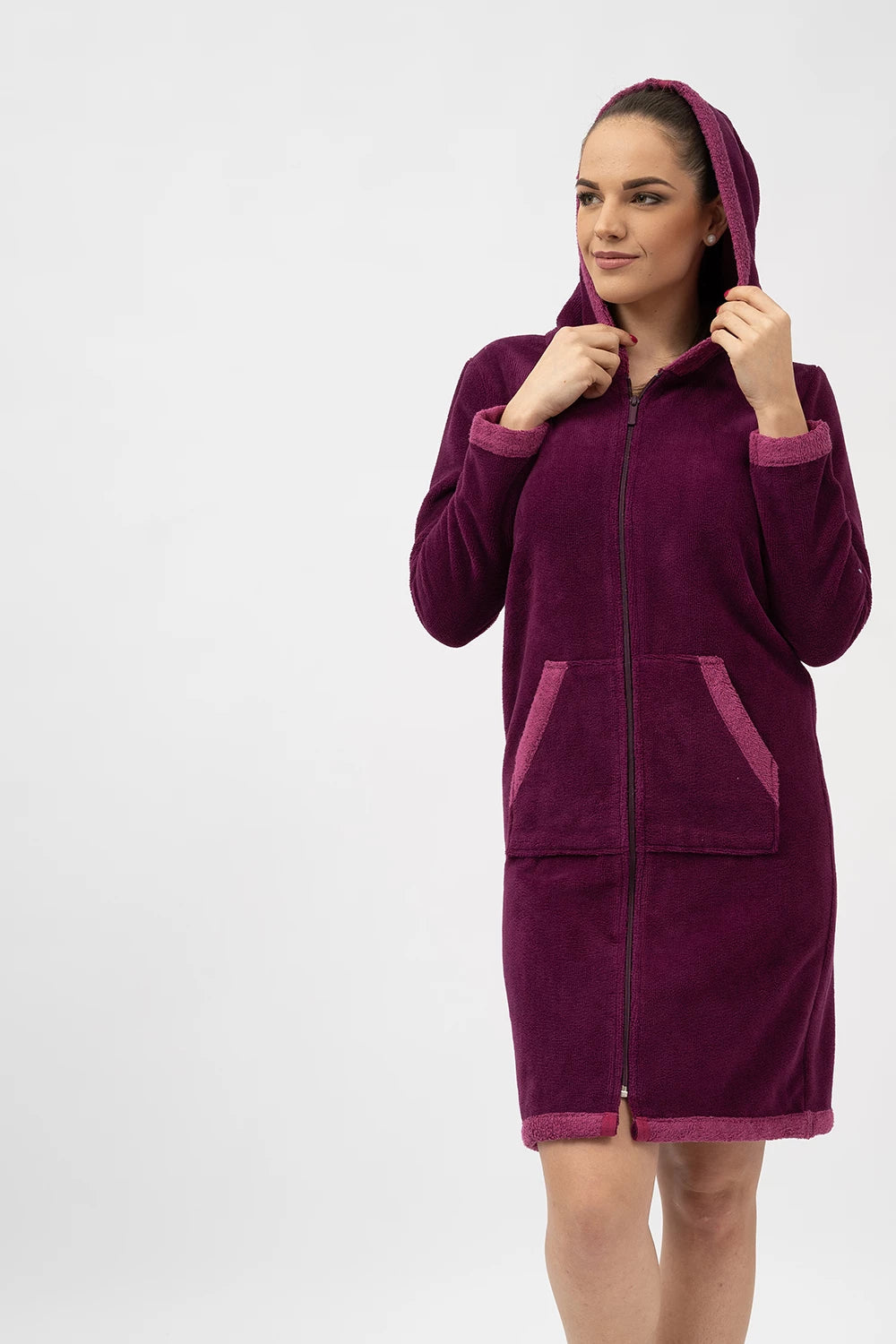 Bamboo Blend Hooded Zip-Up Robe