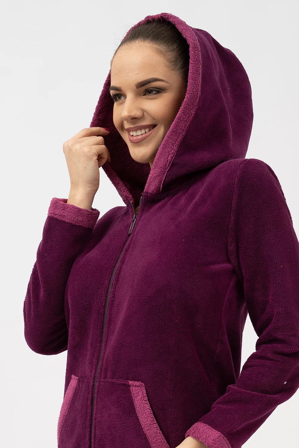 Bamboo Blend Hooded Zip-Up Robe