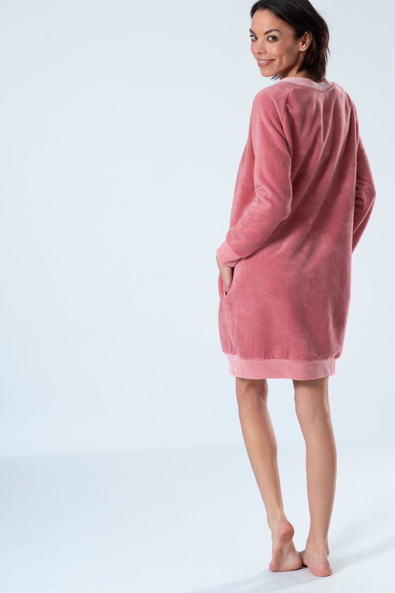 Belmanetti Womens Bamboo Warming Home Dress in Dark Magenta - Gift-ready packaging