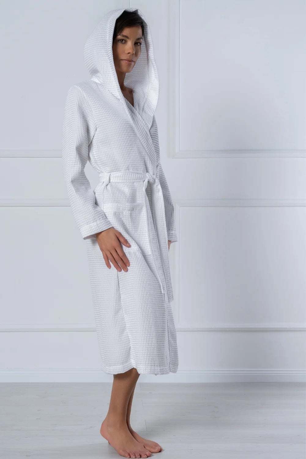 Waffle Bamboo Blend Hooded Robe