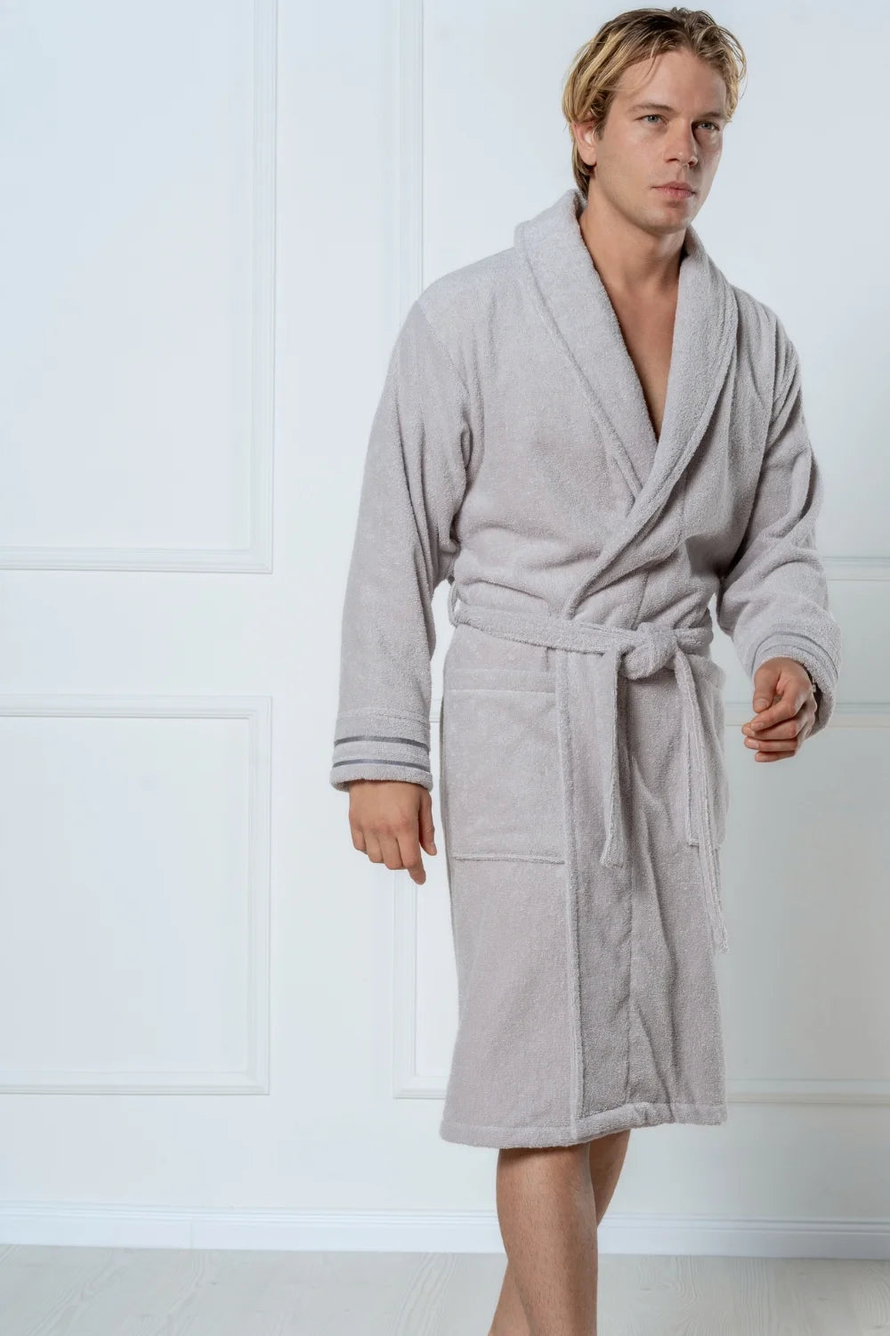 Premium Cotton Terry Bathrobe with Shawl Collar