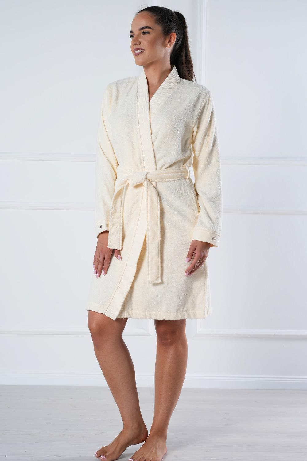 Short Kimono Style Bathrobe - Bamboo Cotton Blend