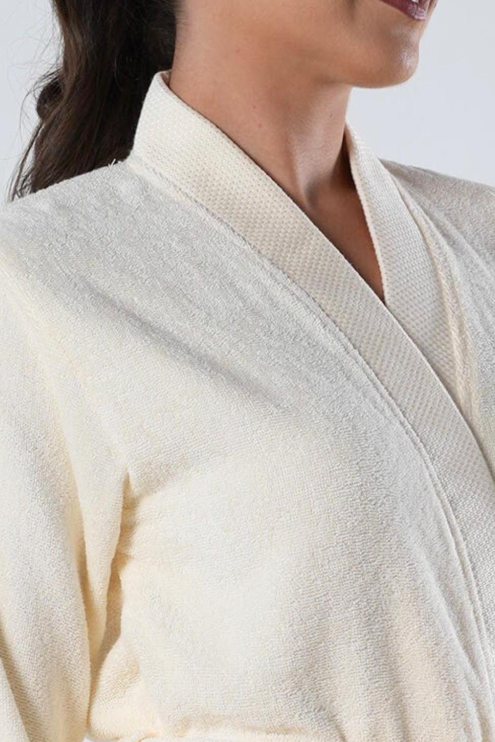 Short Kimono Style Bathrobe - Bamboo Cotton Blend