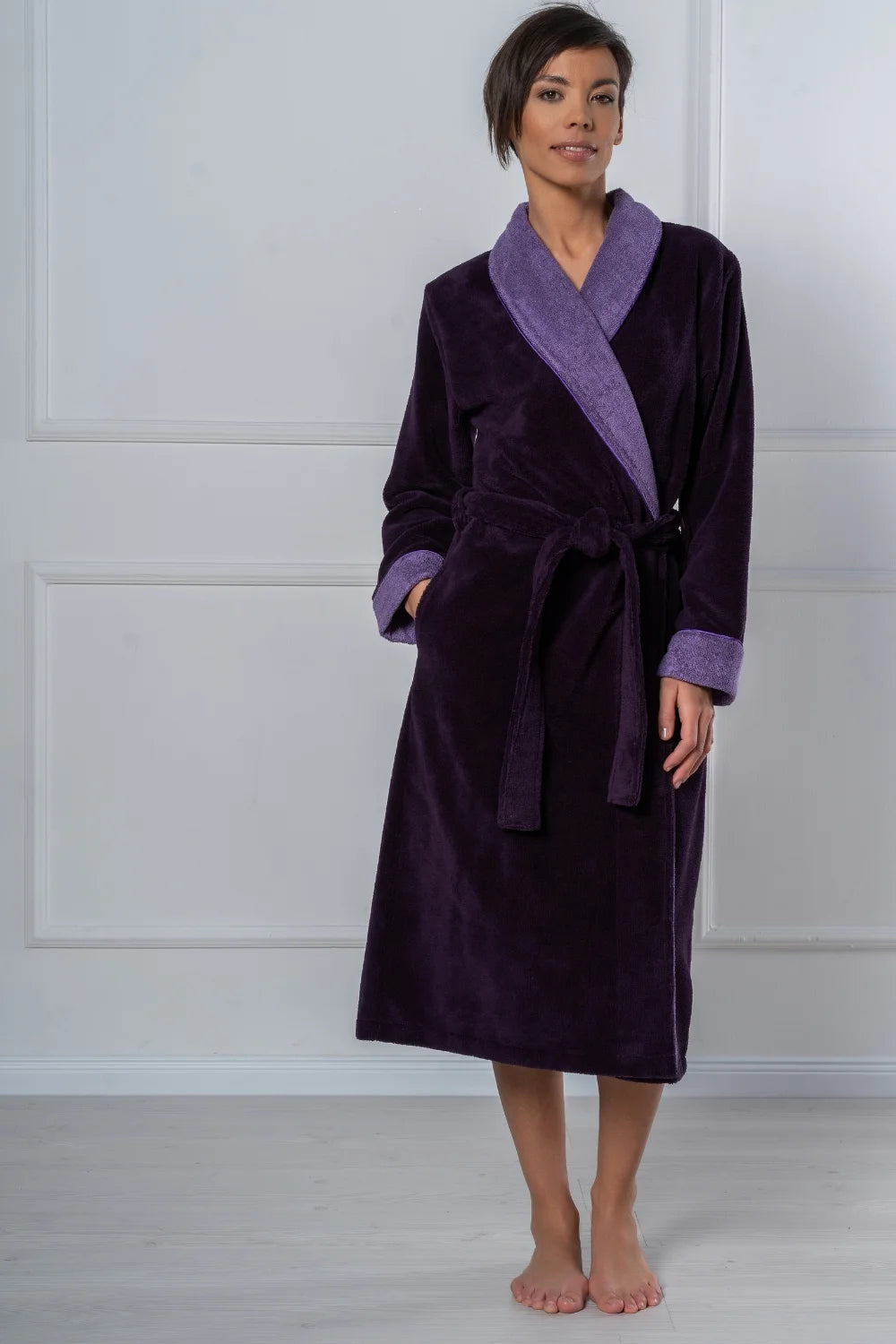 Bamboo Blend Luxe Contrast Shawl Collar Bathrobe