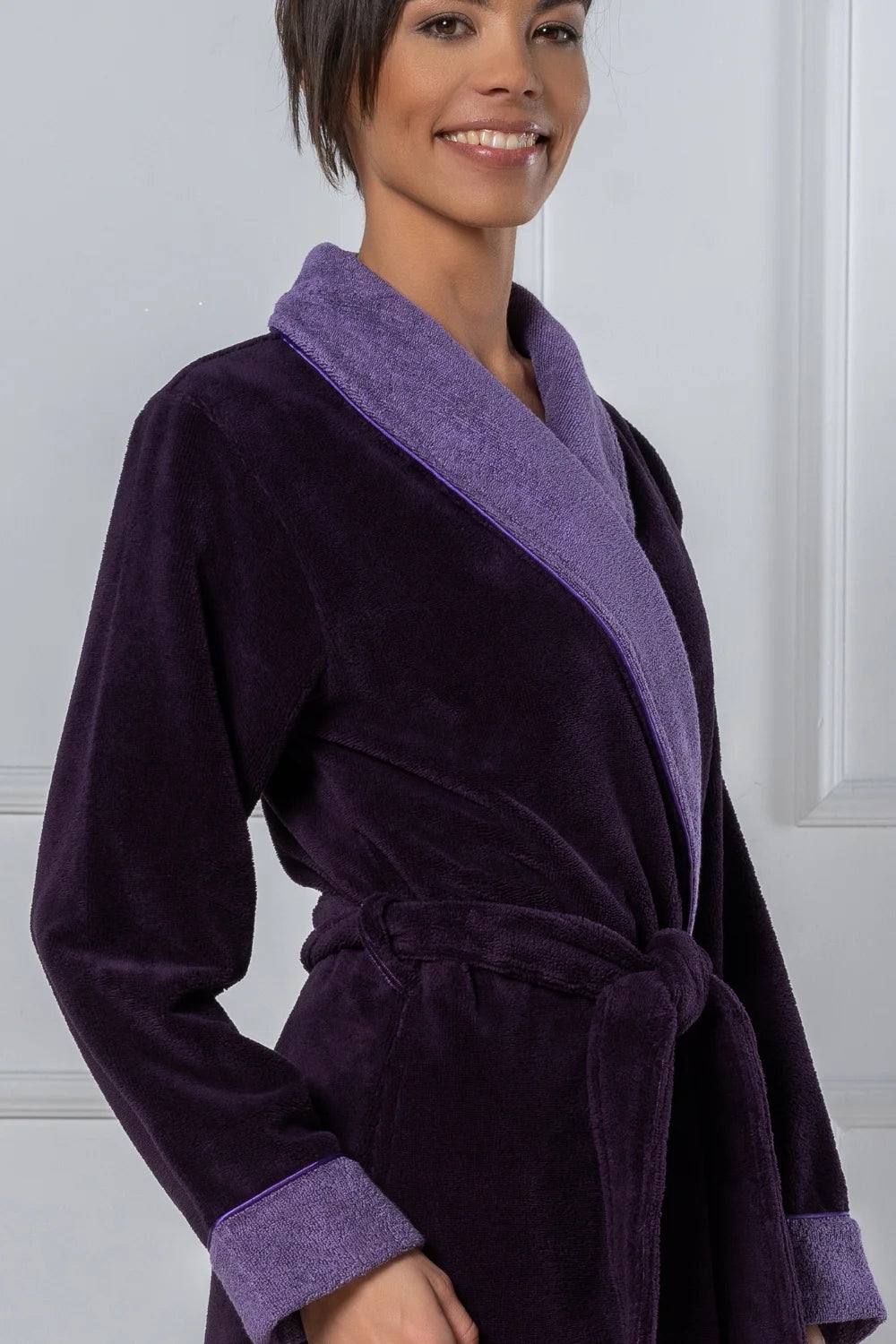 Bamboo Blend Luxe Contrast Shawl Collar Bathrobe