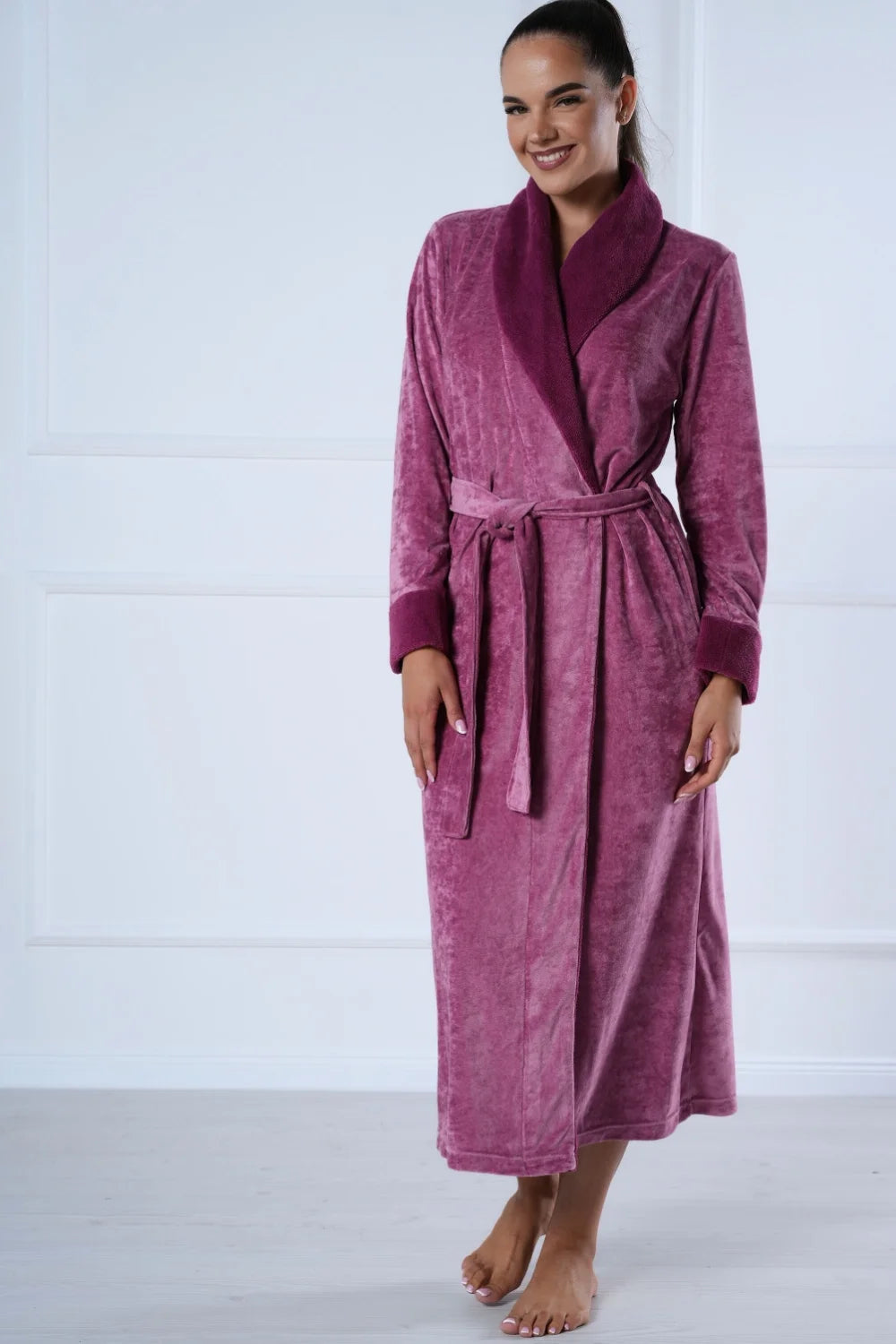 Elegant Extra-Long Bamboo Blended Velour Robe