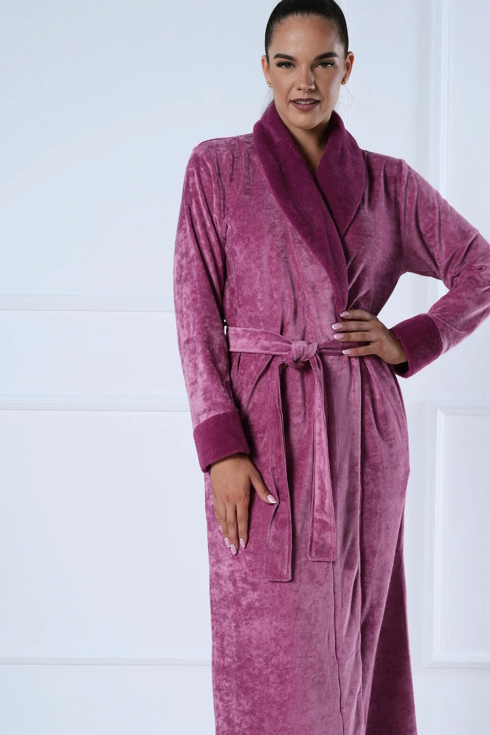 Elegant Extra-Long Bamboo Blended Velour Robe