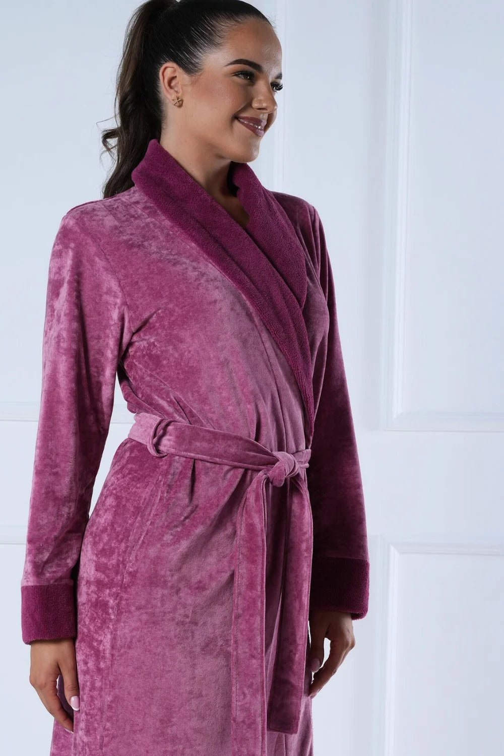 Elegant Extra-Long Bamboo Blended Velour Robe