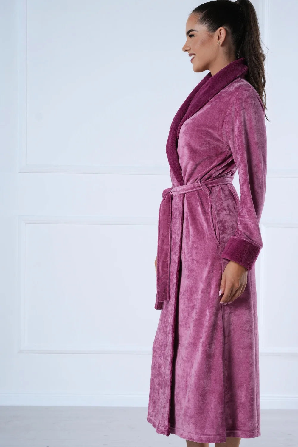 Elegant Extra-Long Bamboo Blended Velour Robe