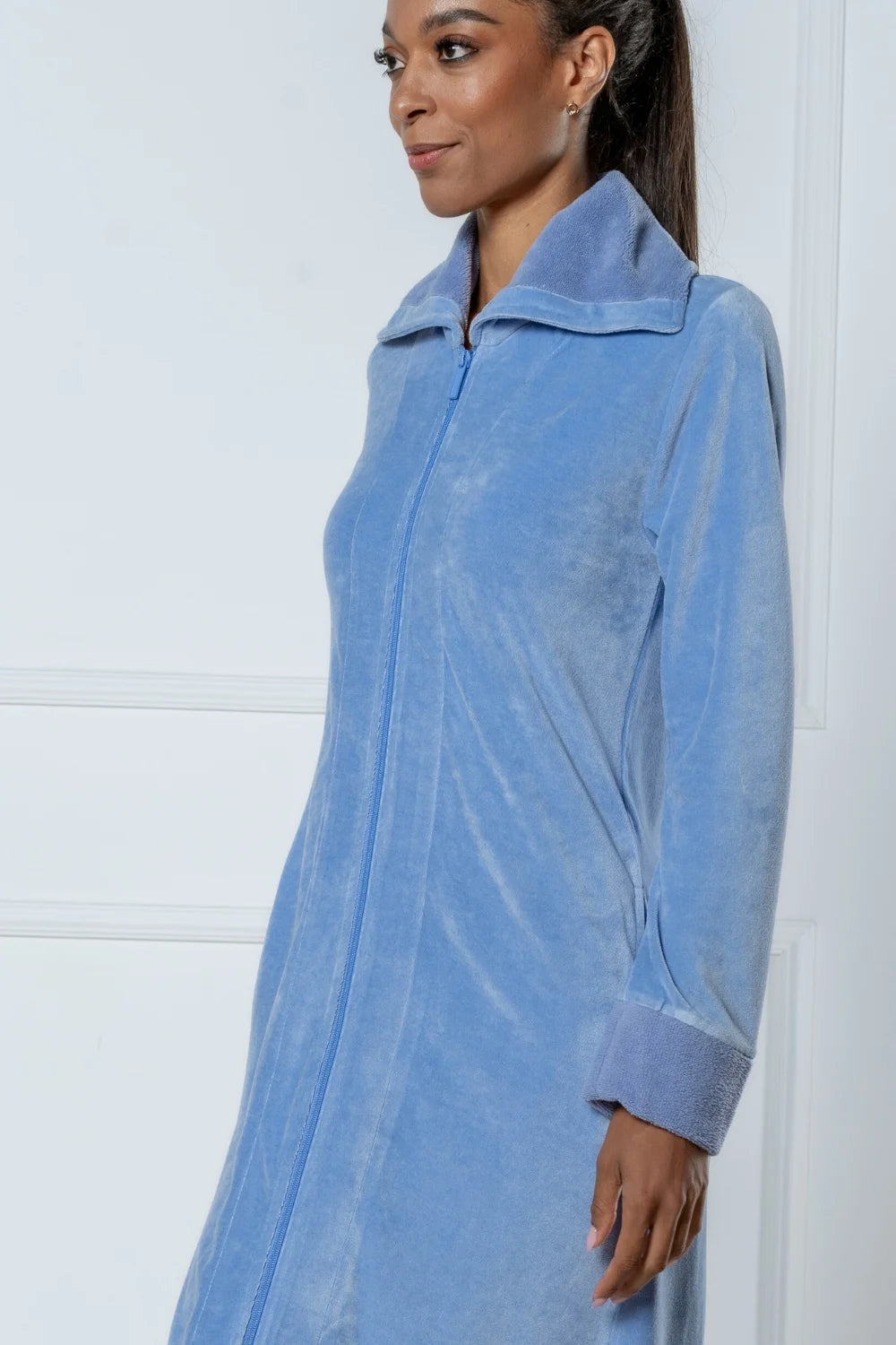 Extra-Long Full-Zip Bamboo Velour Robe