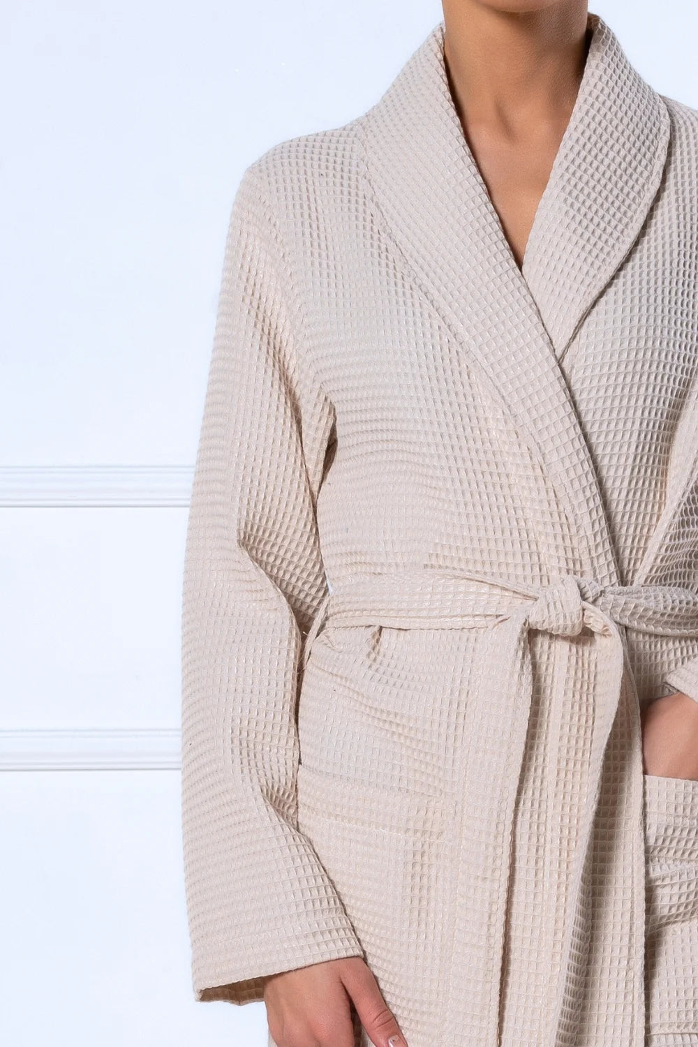 Bamboo Women Waffle Shawl Collar Bathrobe