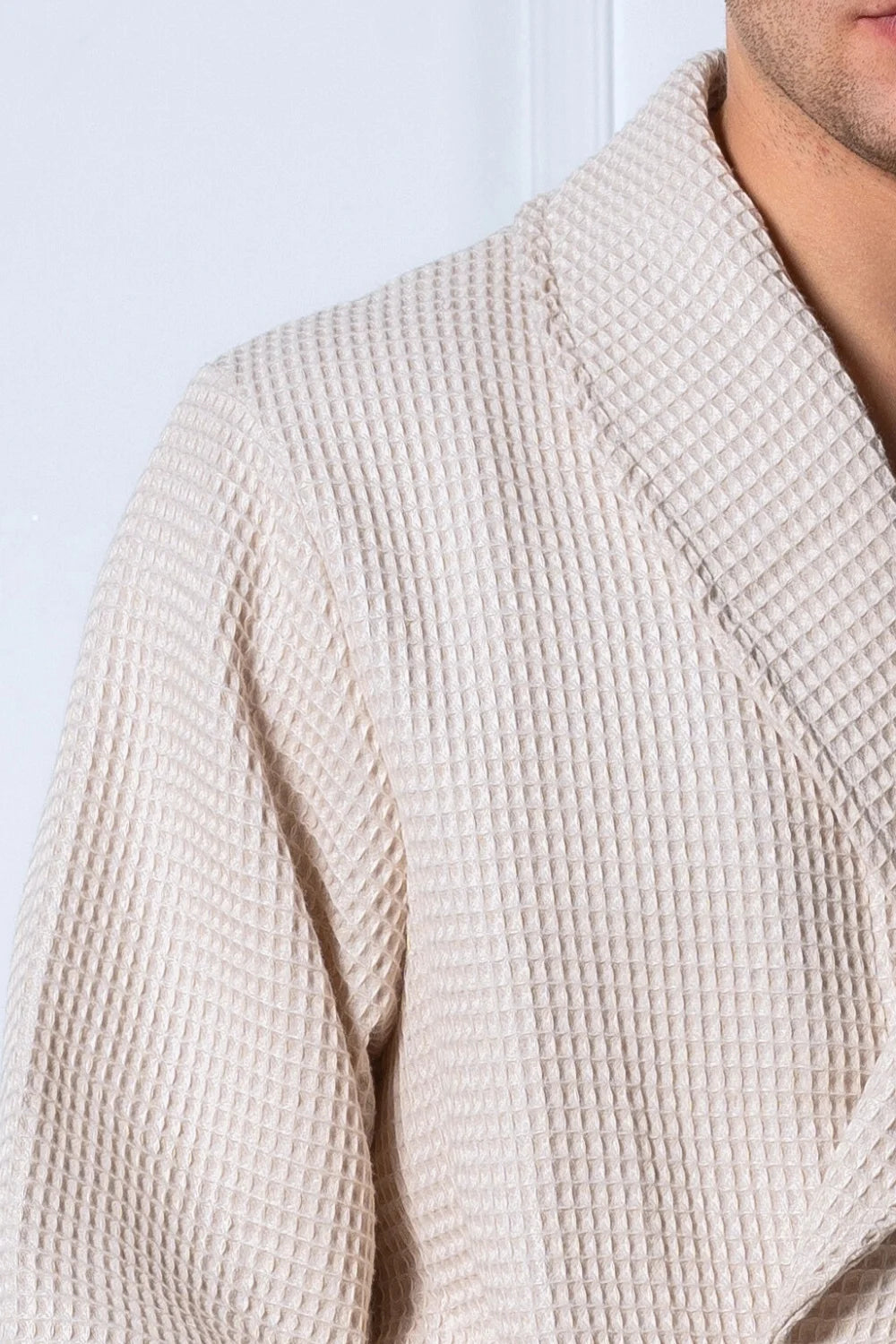 Shawl Collar Men Bathrobe – Bamboo & Cotton Waffle