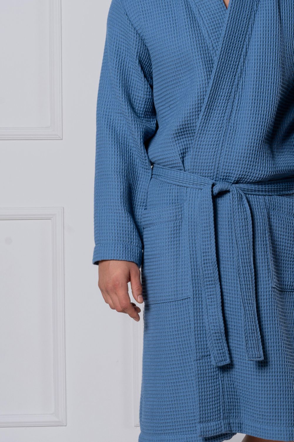 Men’s Hooded Waffle Bathrobe – Bamboo & Cotton Blend