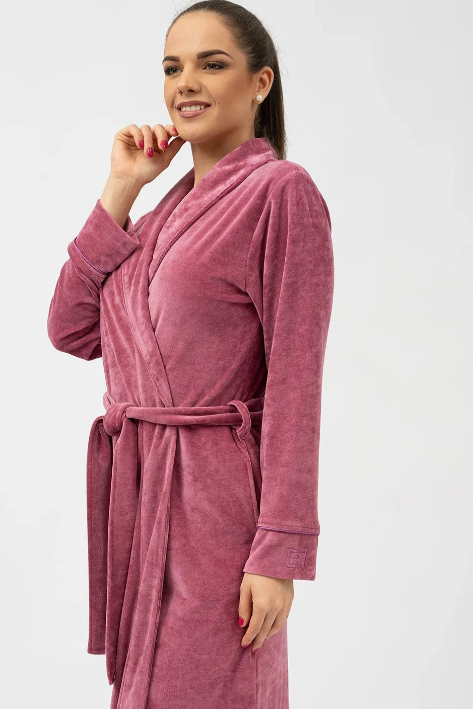 Elegant Shawl Collar Modal Velour Bathrobe