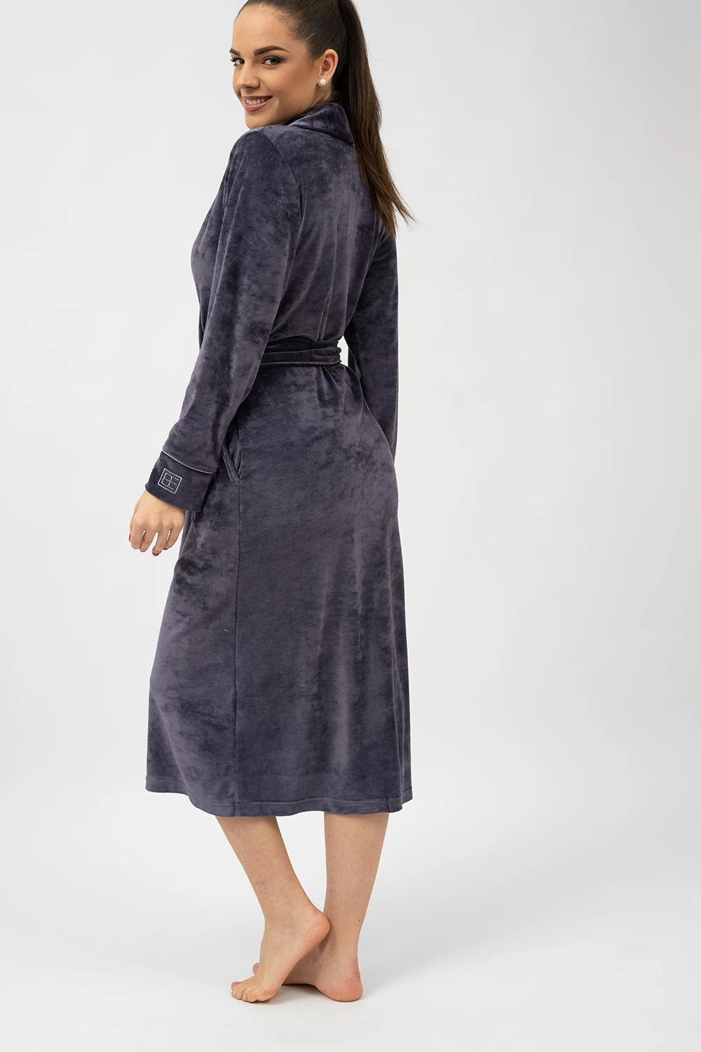 Elegant Shawl Collar Modal Velour Bathrobe