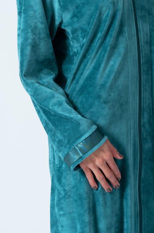 Long Modal Nicky Velour Robe with Zip