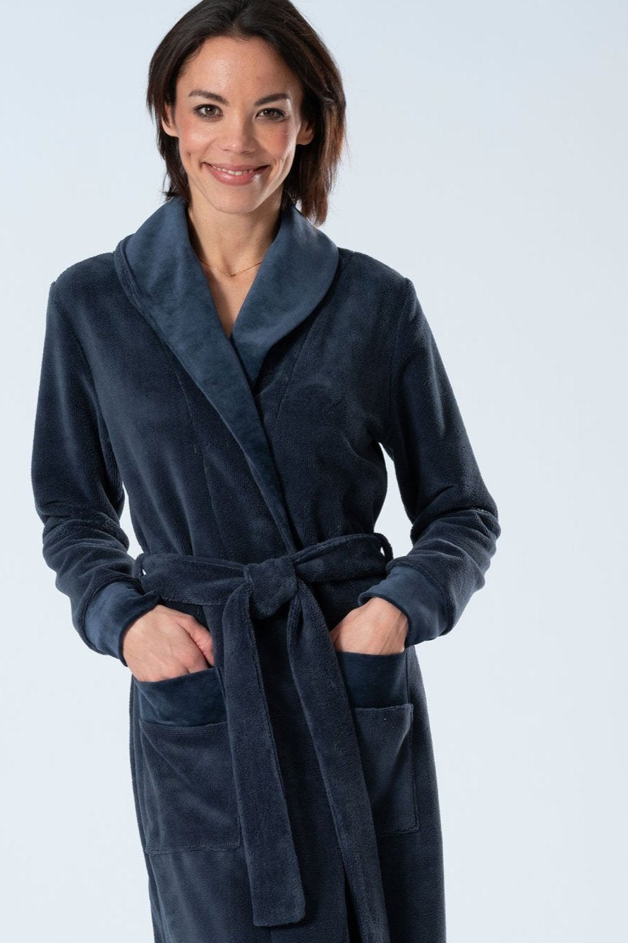 Bamboo Blended Double Fabric Shawl Collar Bathrobe