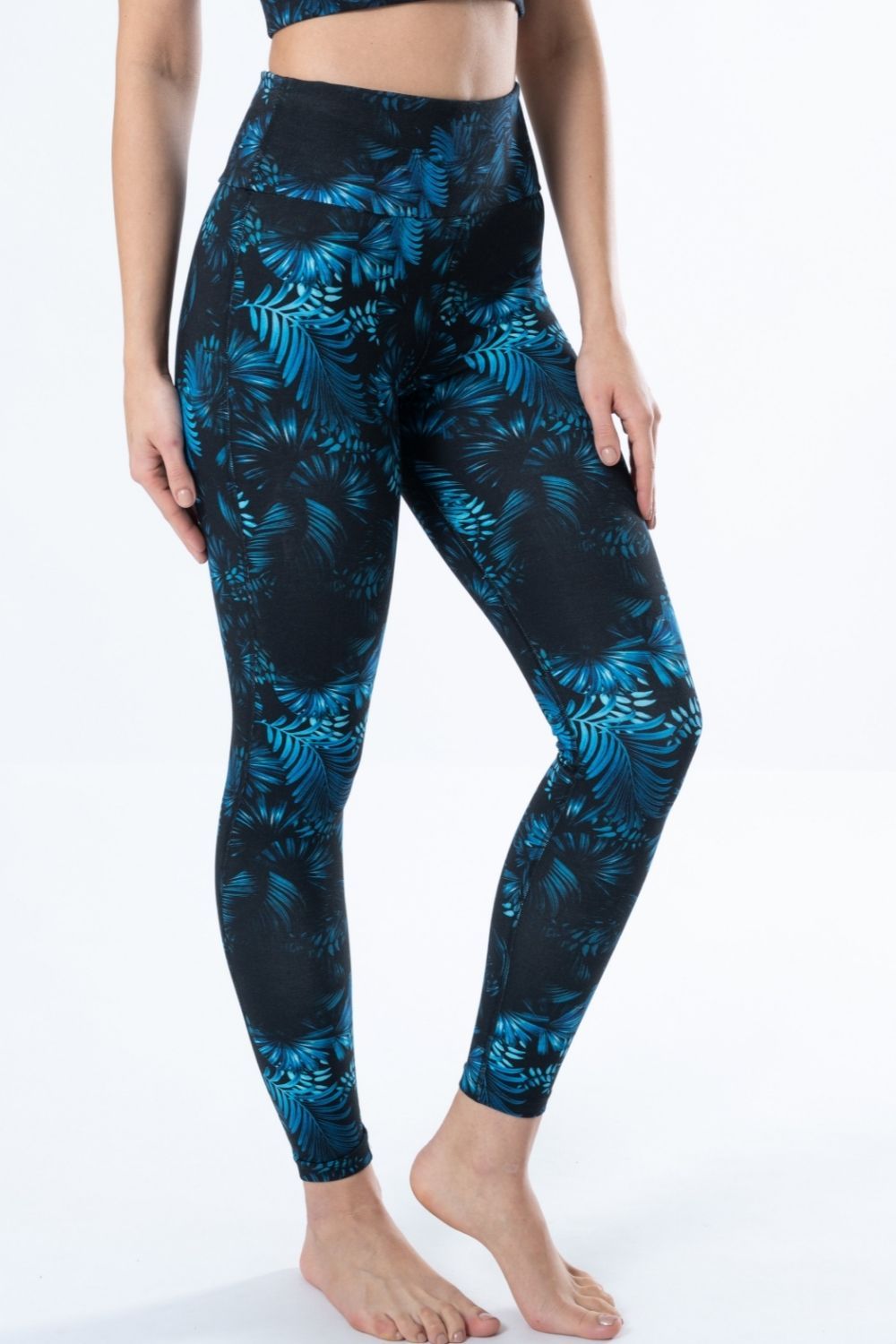 Leaf Print Full-Length Bamboo Leggings