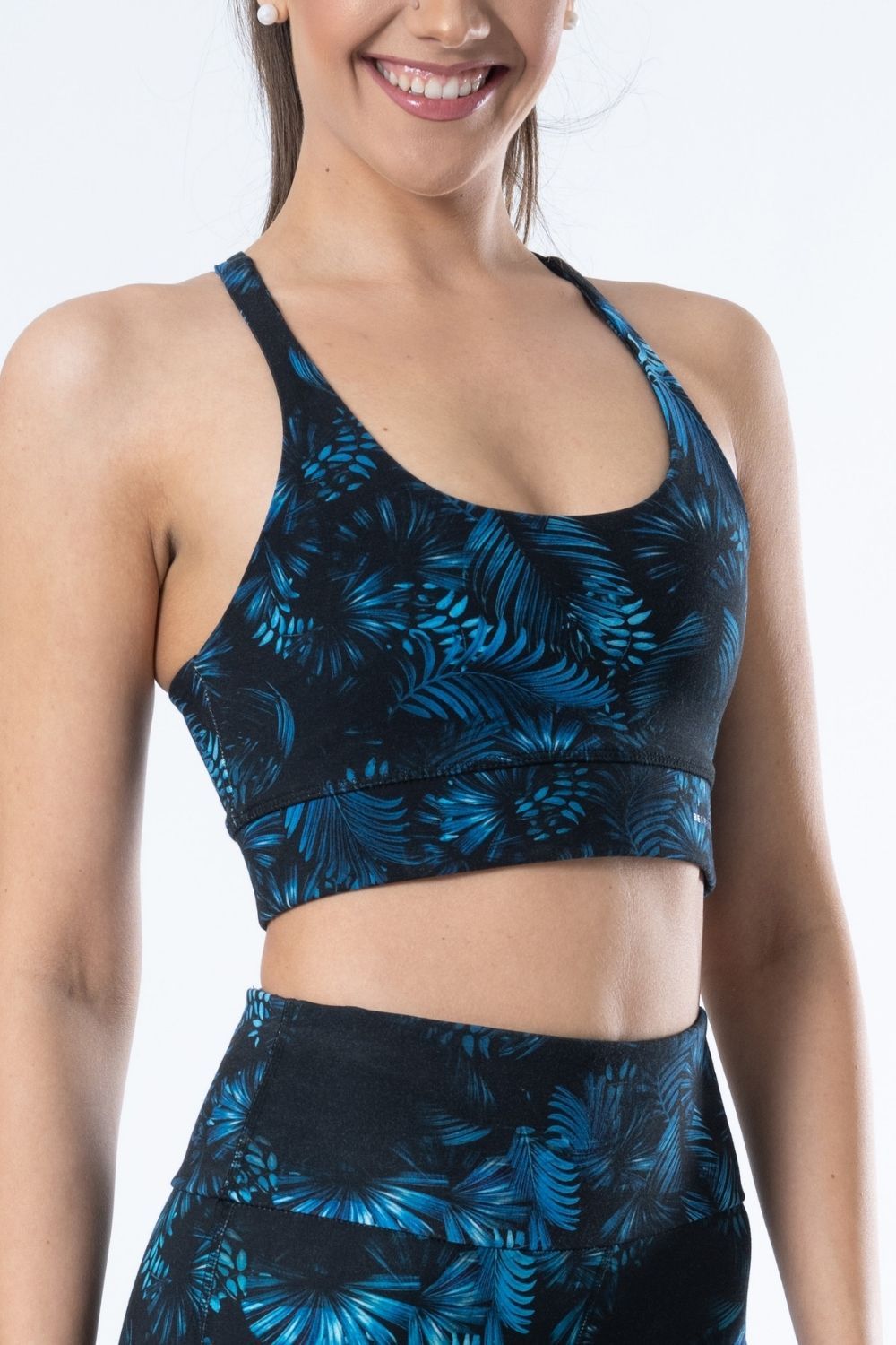 Printed Cross-Strap Bamboo Sports Bra