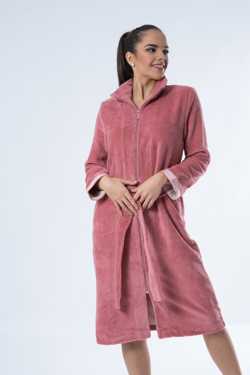 Bamboo-Cotton blend Full-Zip Bathrobe