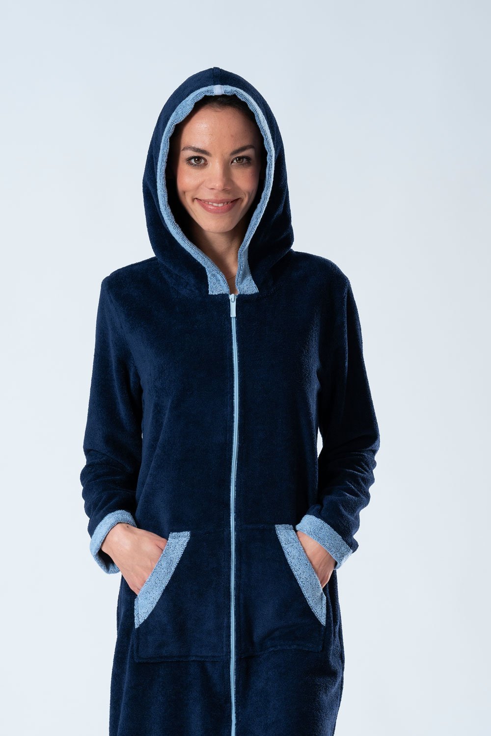 Bamboo Blend Hooded Zip-Up Robe