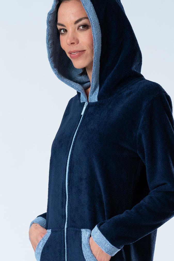 Bamboo Blend Hooded Zip-Up Robe