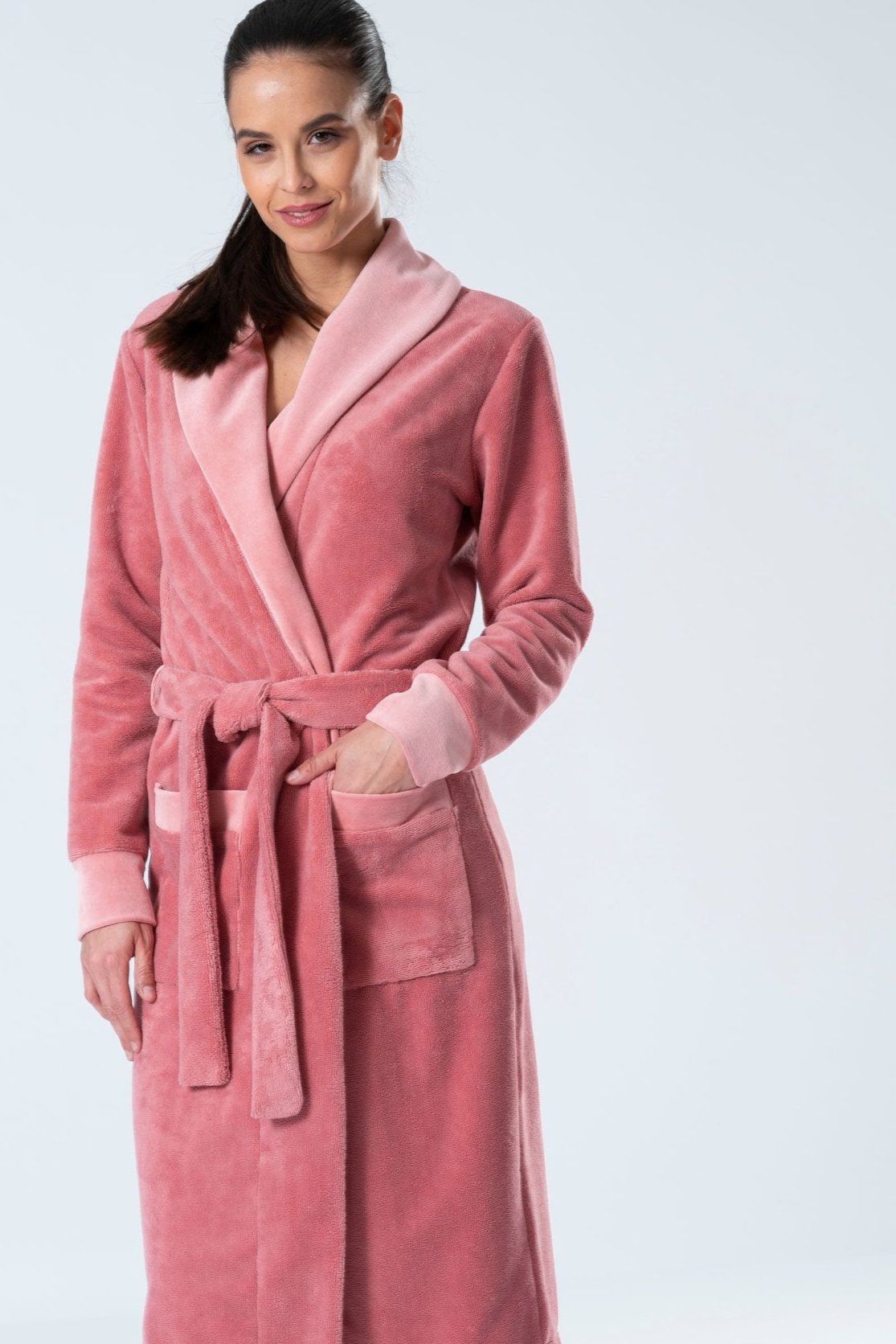 Bamboo Blended Double Fabric Shawl Collar Bathrobe