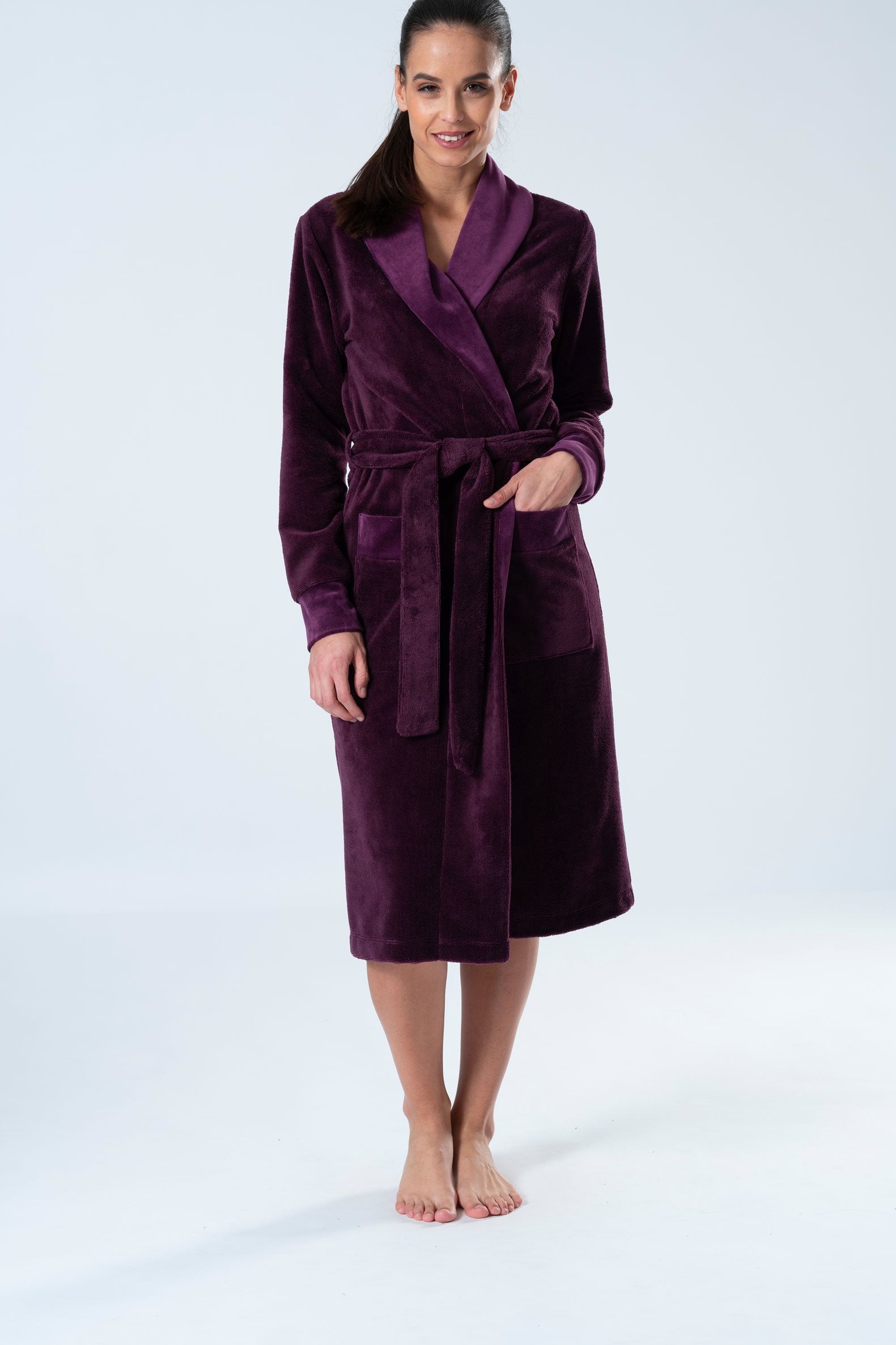 Bamboo Blended Double Fabric Shawl Collar Bathrobe