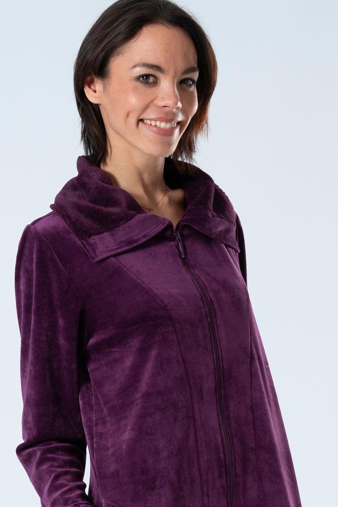 Extra-Long Full-Zip Bamboo Velour Robe