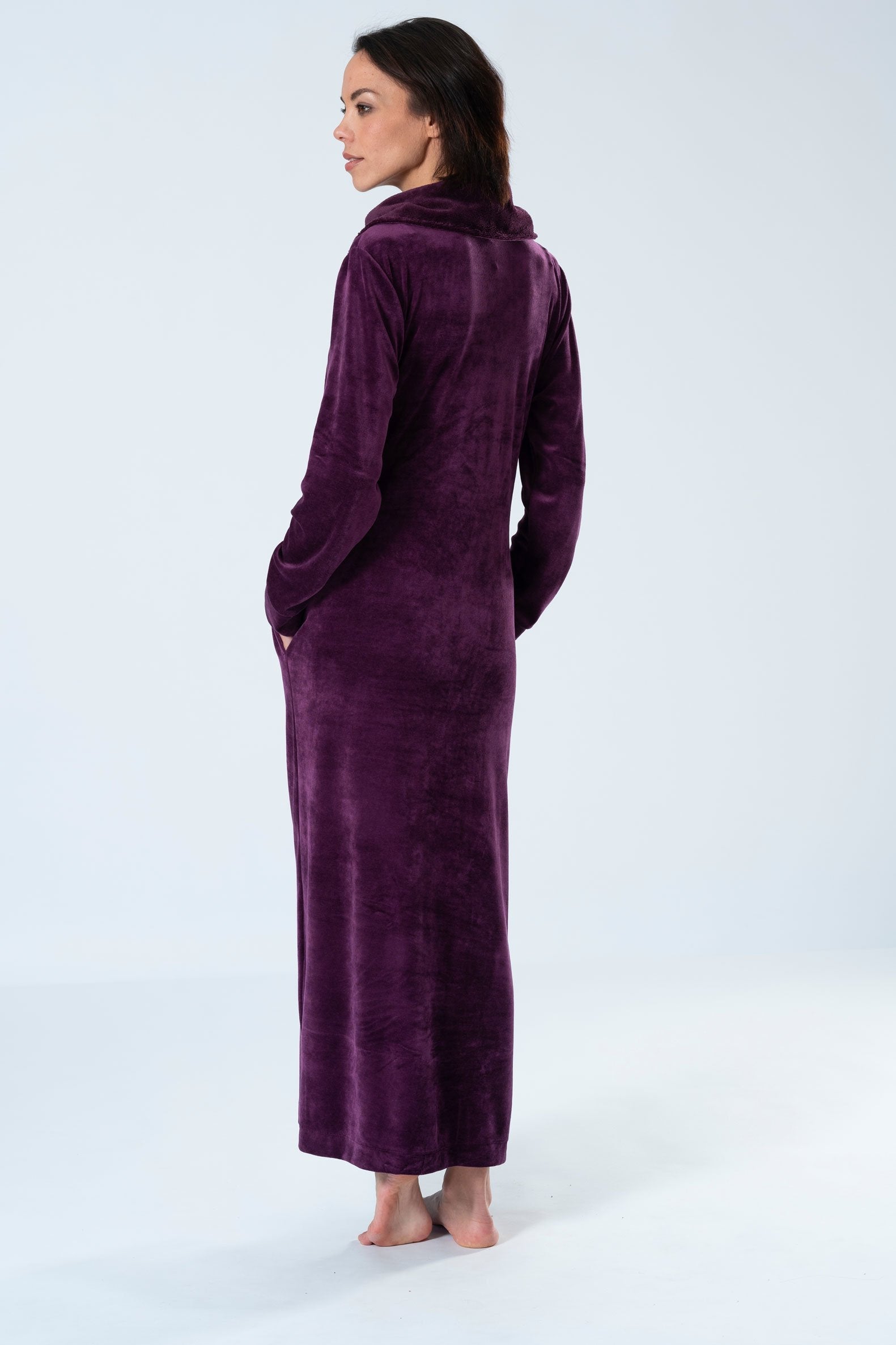 Extra-Long Full-Zip Bamboo Velour Robe