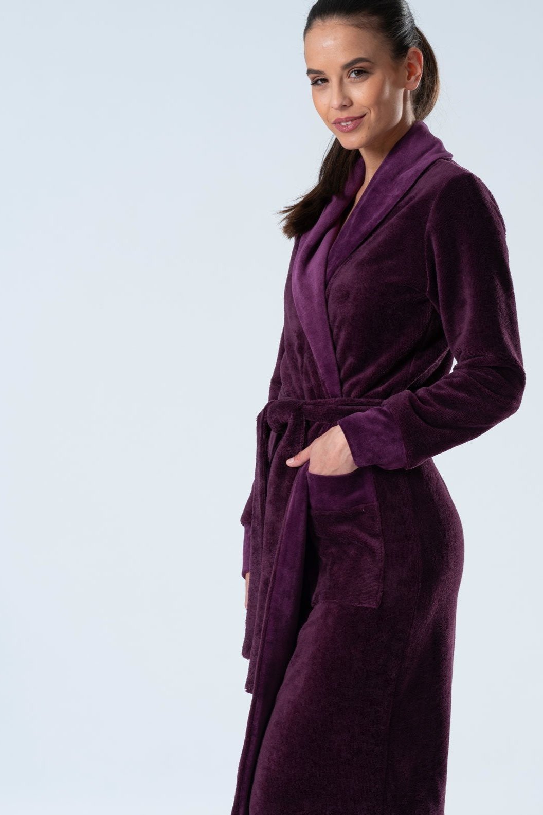 Bamboo Blended Double Fabric Shawl Collar Bathrobe