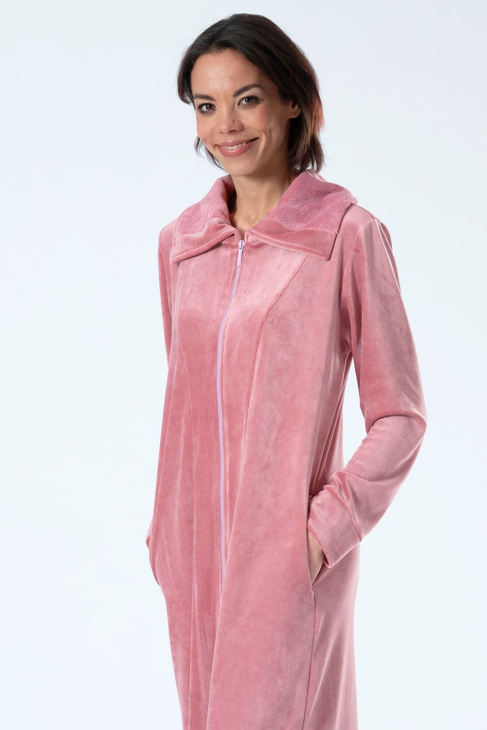 Extra-Long Full-Zip Bamboo Velour Robe