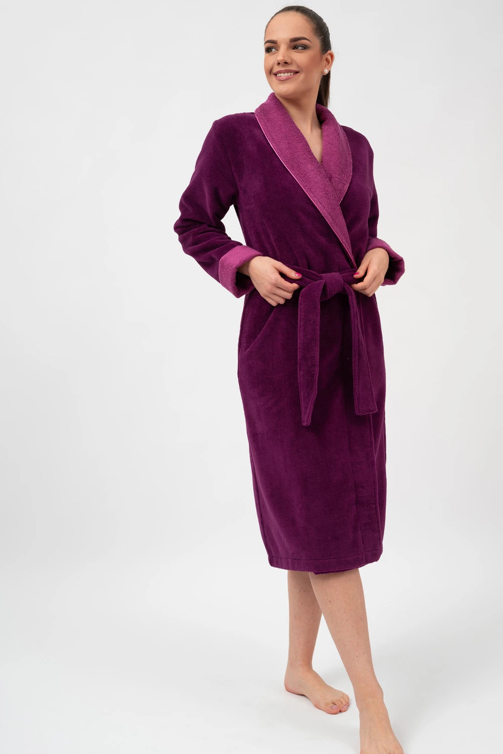 Bamboo Blend Luxe Contrast Shawl Collar Bathrobe