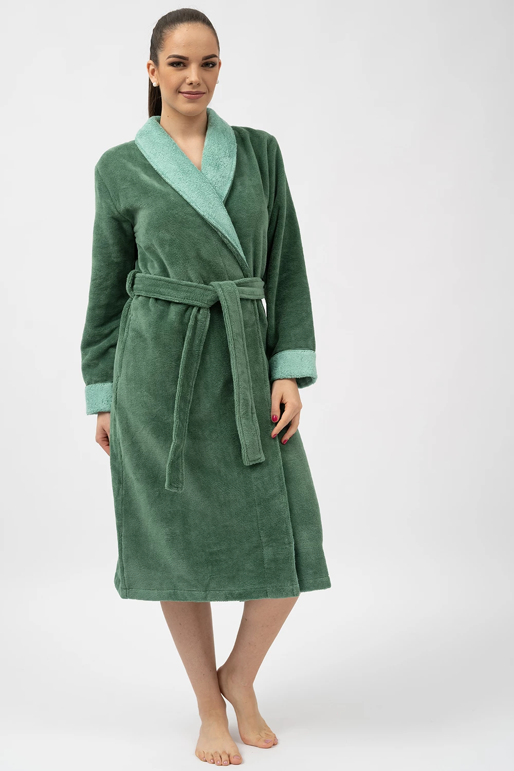 Bamboo Blend Luxe Contrast Shawl Collar Bathrobe