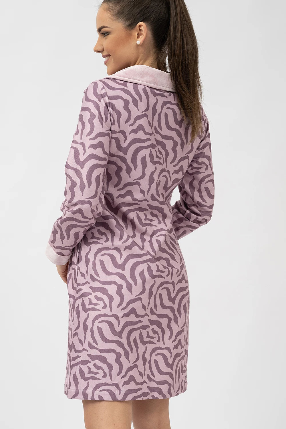 Printed Bamboo Blend Zip-Up Robe
