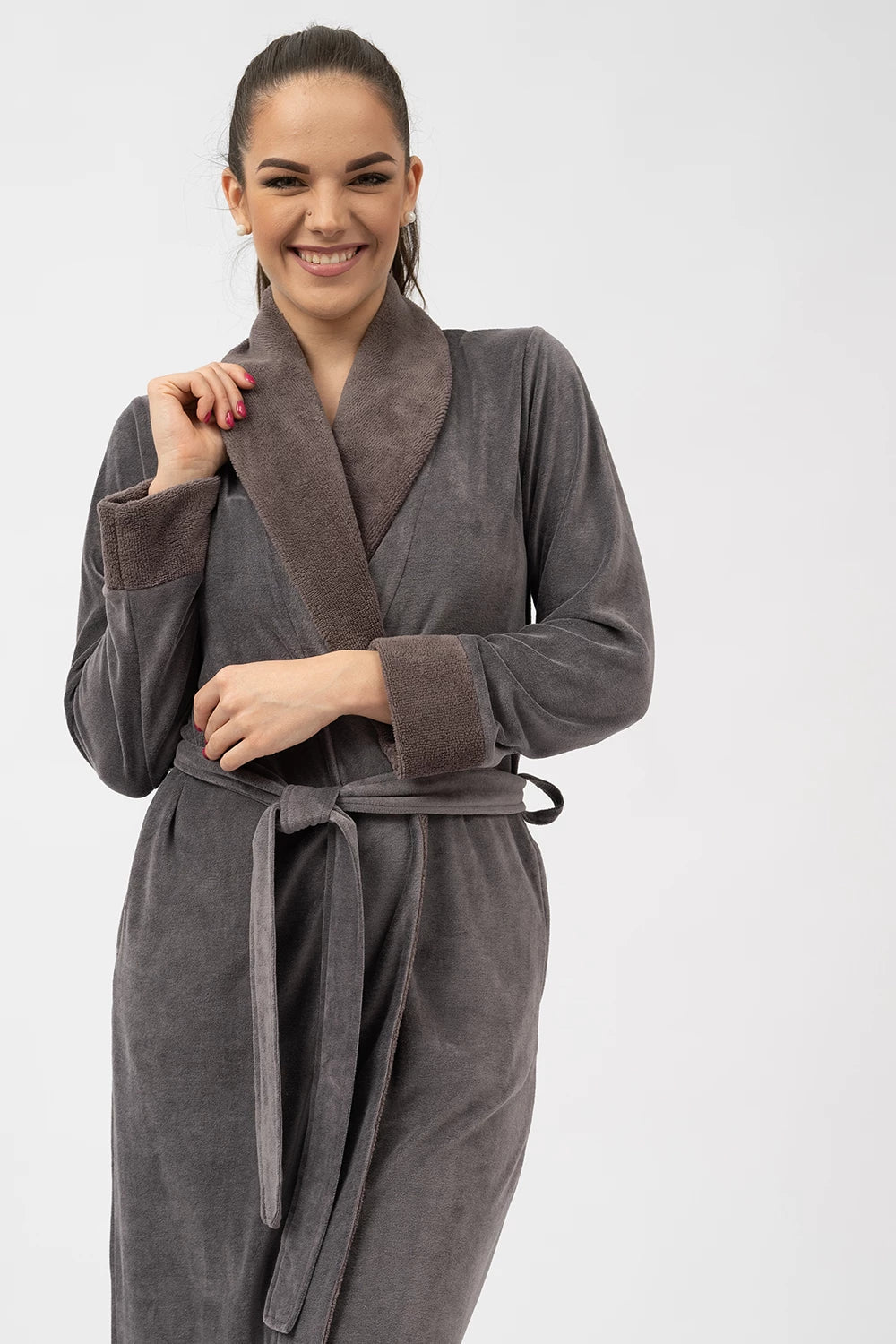 Elegant Extra-Long Bamboo Blended Velour Robe