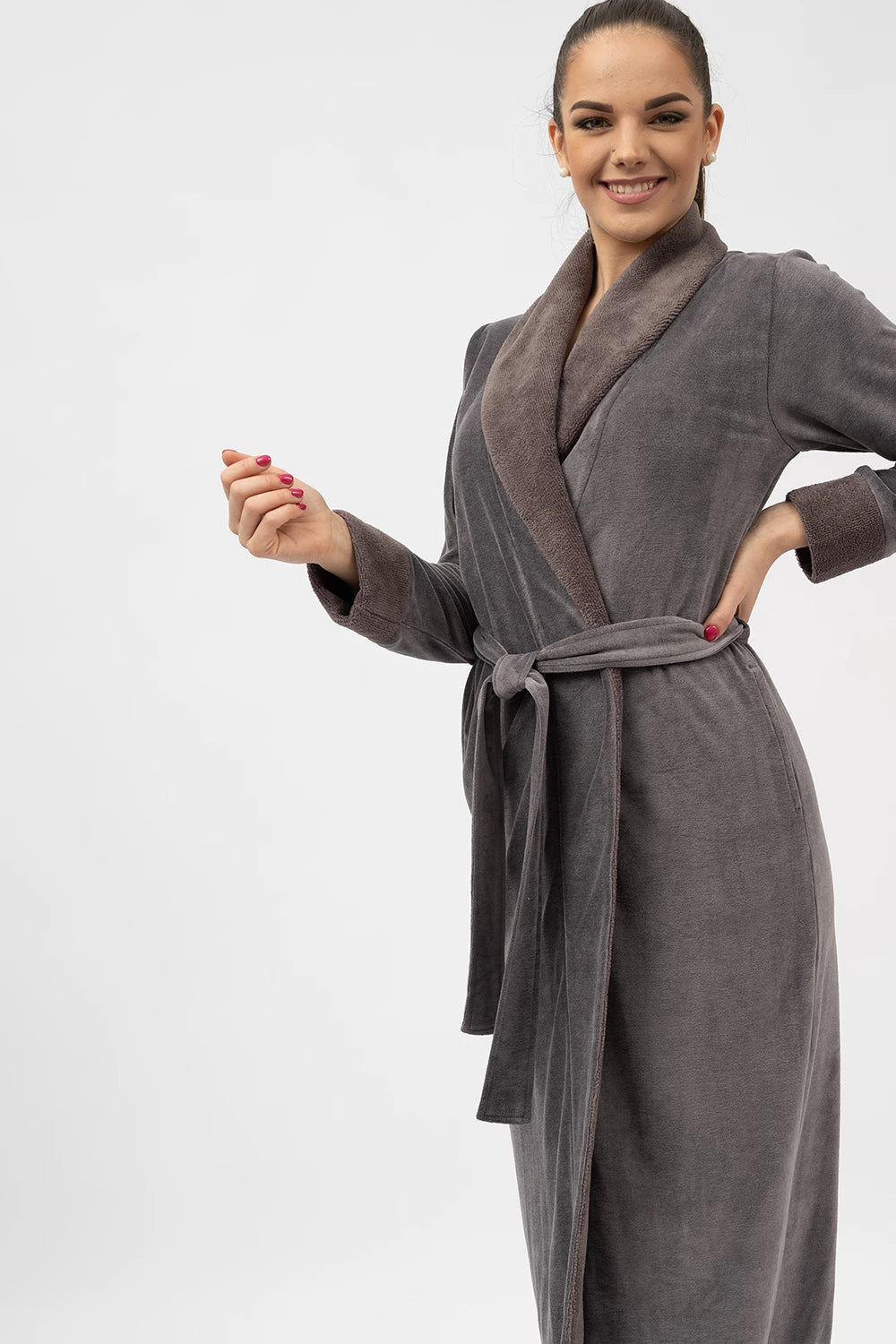 Elegant Extra-Long Bamboo Blended Velour Robe
