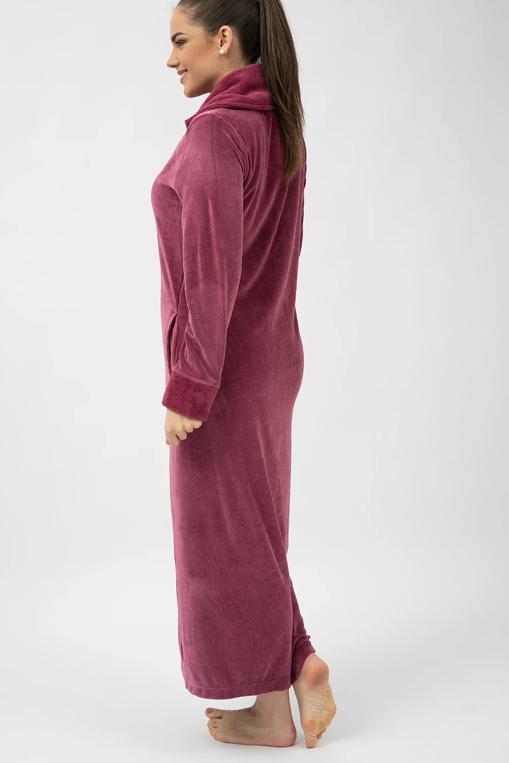 Extra-Long Full-Zip Bamboo Velour Robe
