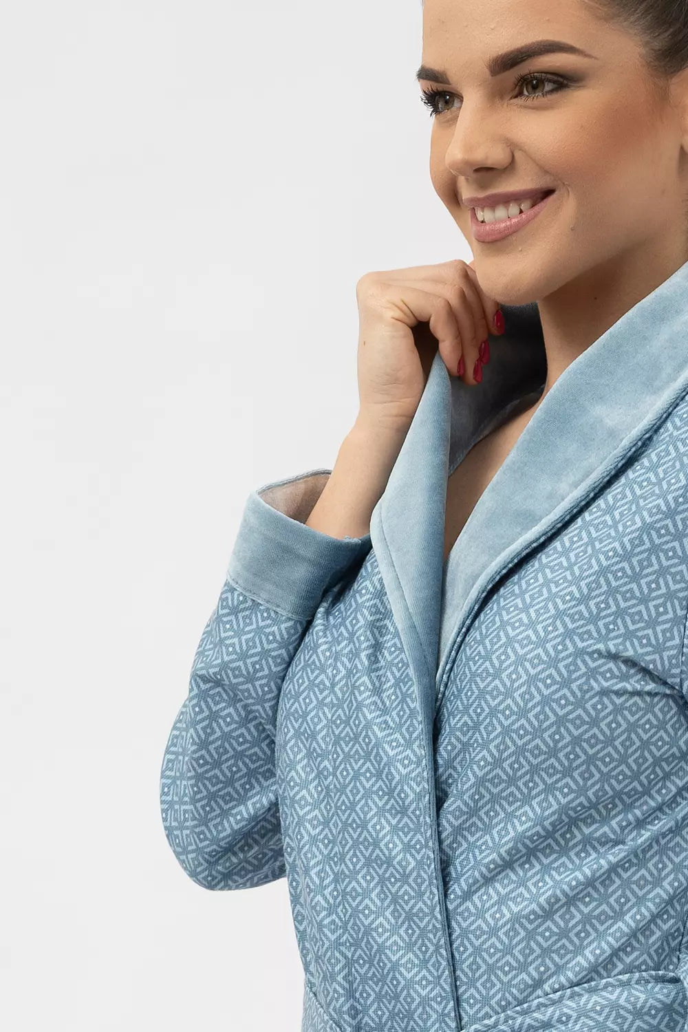 Printed Bamboo Blend Luxurious Shawl Collar Bathrobe