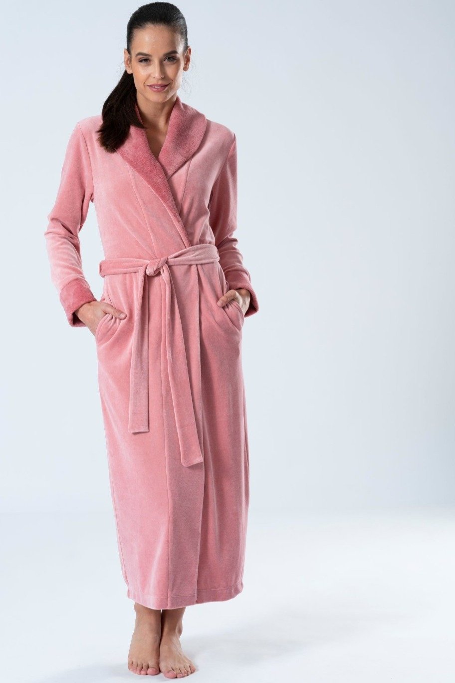 Elegant Extra-Long Bamboo Blended Velour Robe