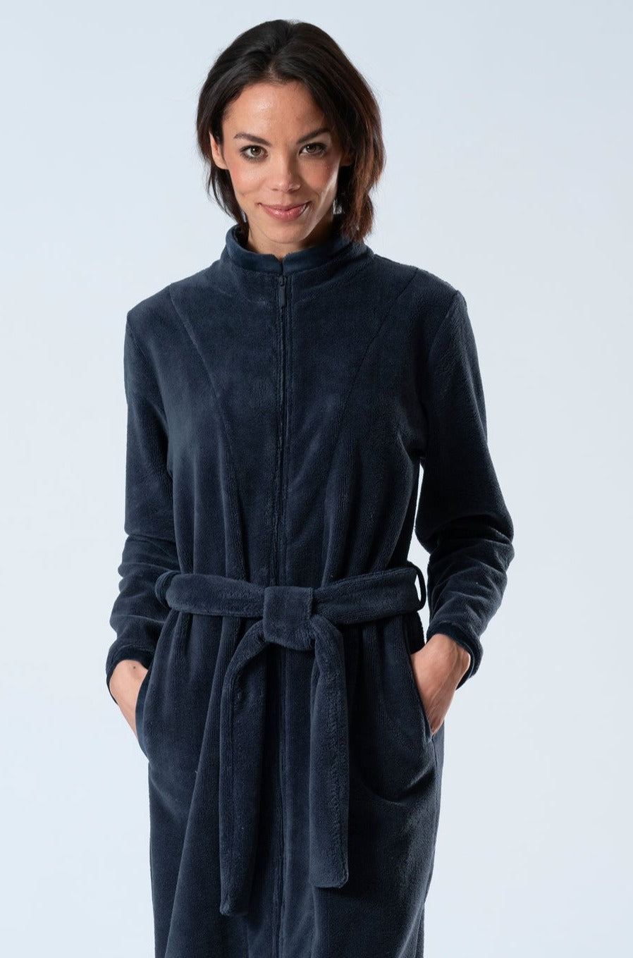 Bamboo-Cotton blend Full-Zip Bathrobe