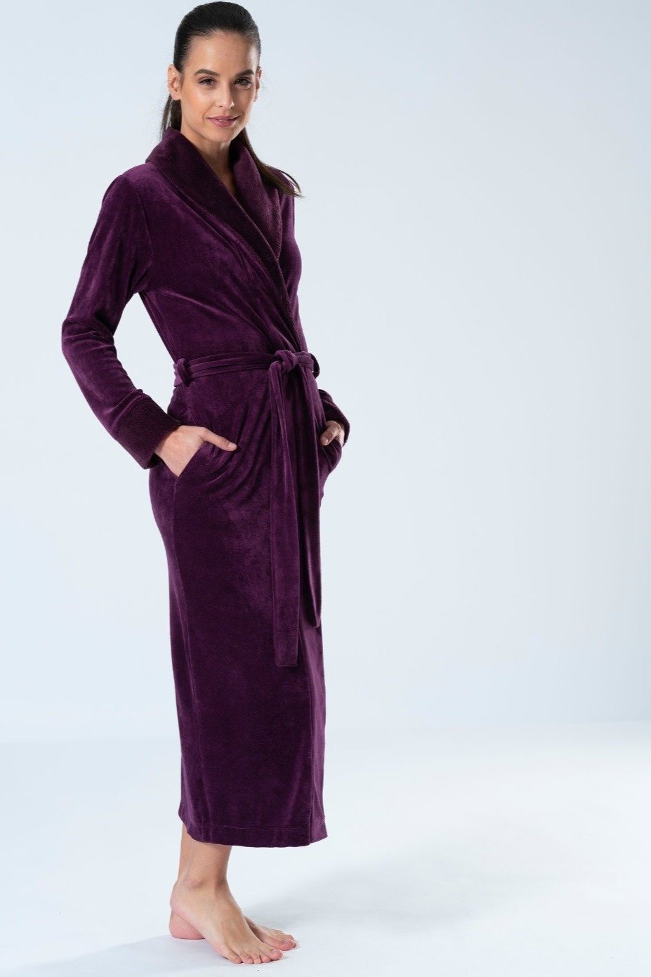 Elegant Extra-Long Bamboo Blended Velour Robe